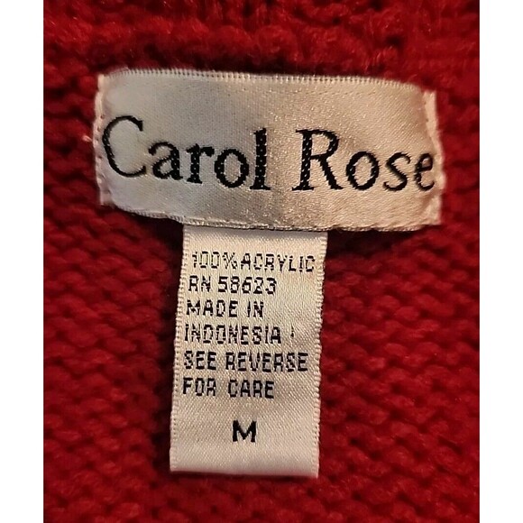 Carol Rose Knit Red Cardigan Sweater Women  Size M Cowell Neck - Picture 4 of 9